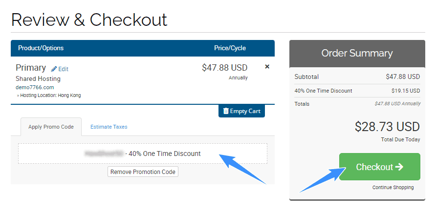 nhập mã hawkhost coupon thành công