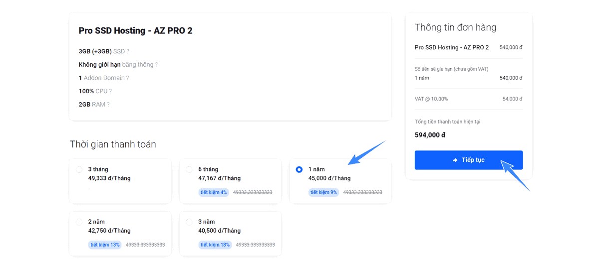 chọn thời hạn thích hợp khi mua hosting azdigi
