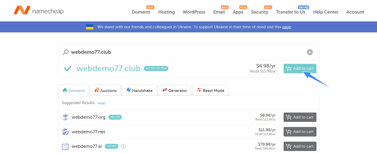 chọn tên miền thích hợp tại namecheap