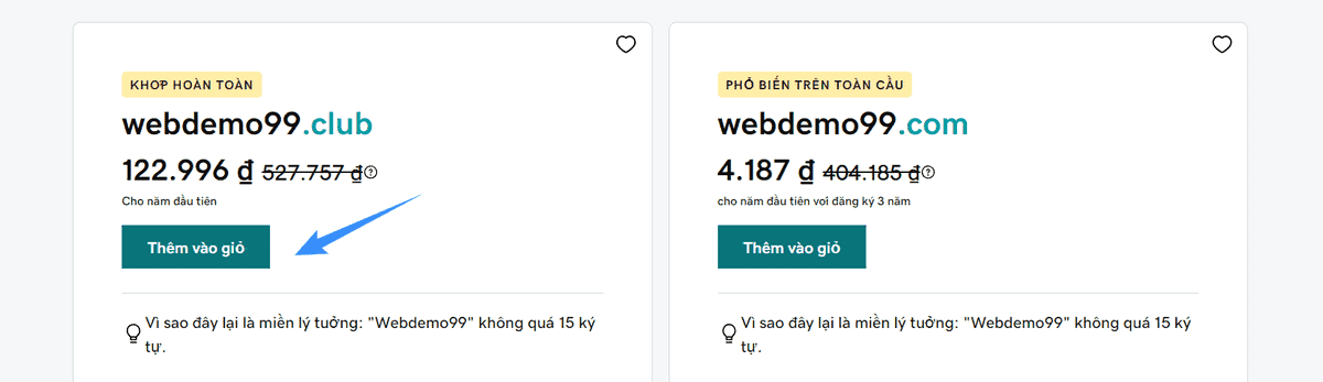 chọn sản phẩm thích hợp godaddy