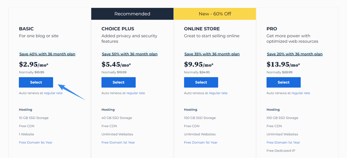 mua hosting tại bluehost