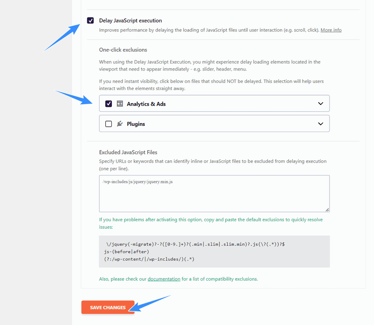 delay các file javascript wp rocket