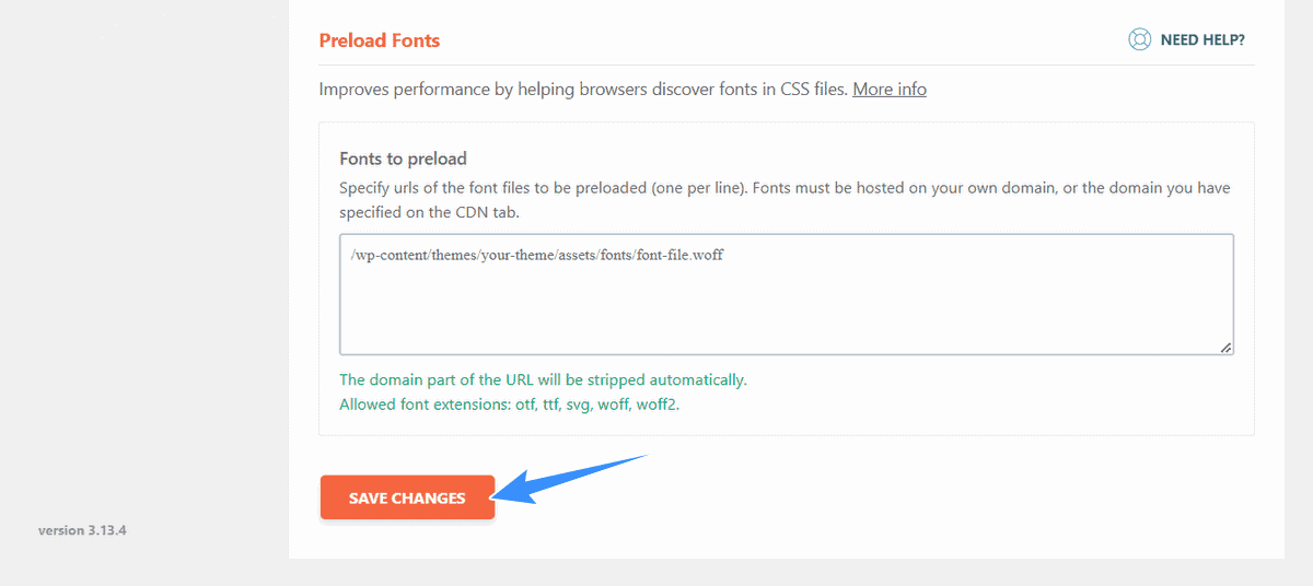 preload fonts trên wp rocket