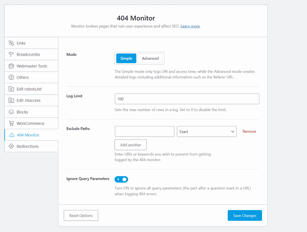 tính năng 404 monitor của rank math seo