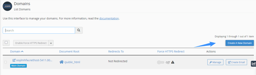 create a new domain tren inet