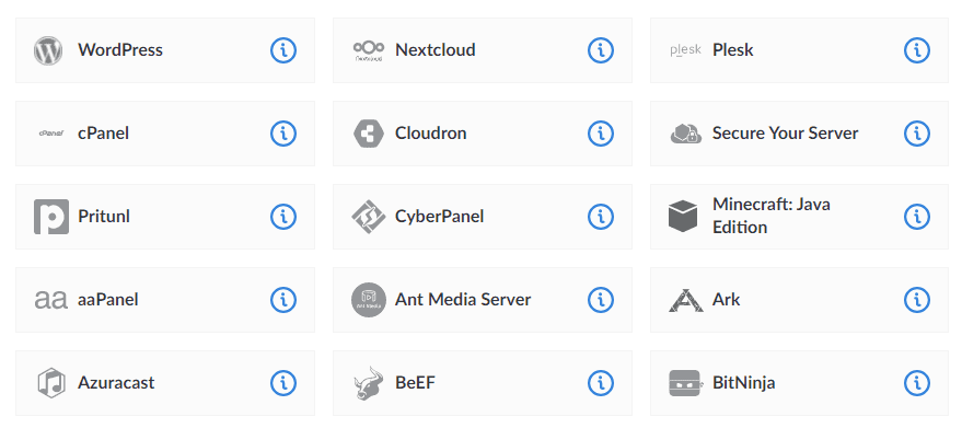 danh sách app trên linode