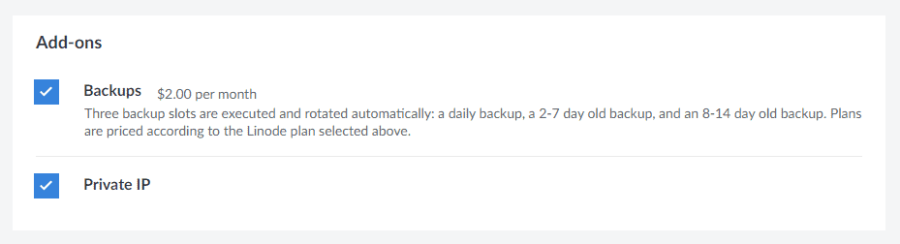 tính năng backup trên linode