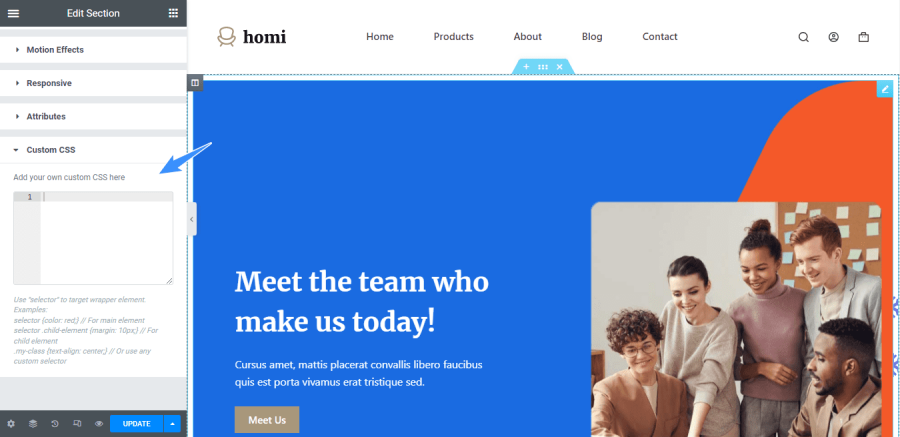 cách thêm custom code header elementor