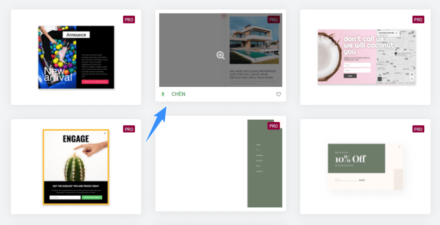 chèn mẫu popup elementor pro