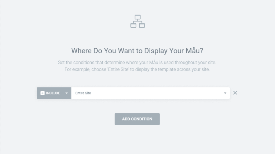 thiết lập condition elementor footer
