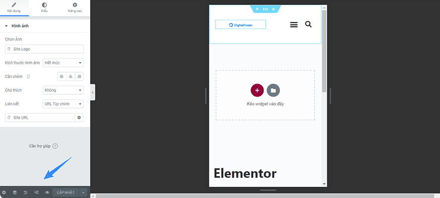 tùy chỉnh responsive header elementor