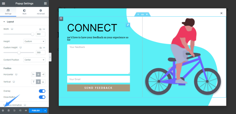 chỉnh sửa layout font chữ popup elementor pro