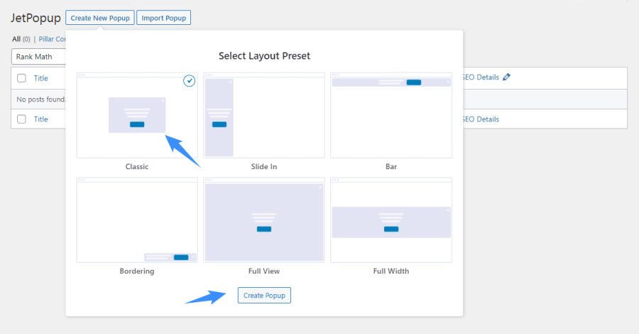 chọn layout jetpopup phù hợp