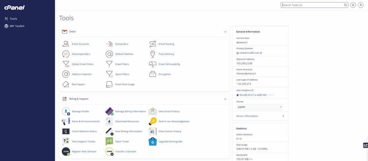 hosting vietnix sử dụng control panel cpanel