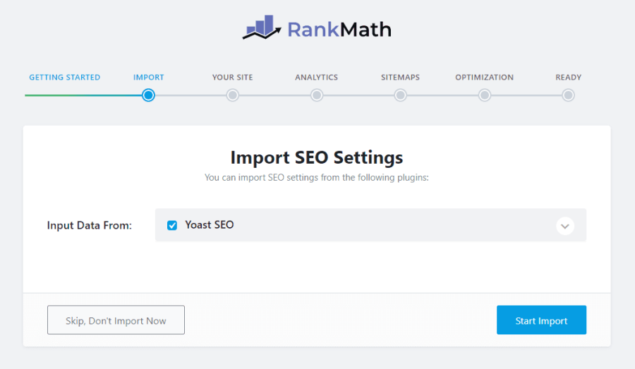 cách import cài đặt từ các plugin khác qua rank math