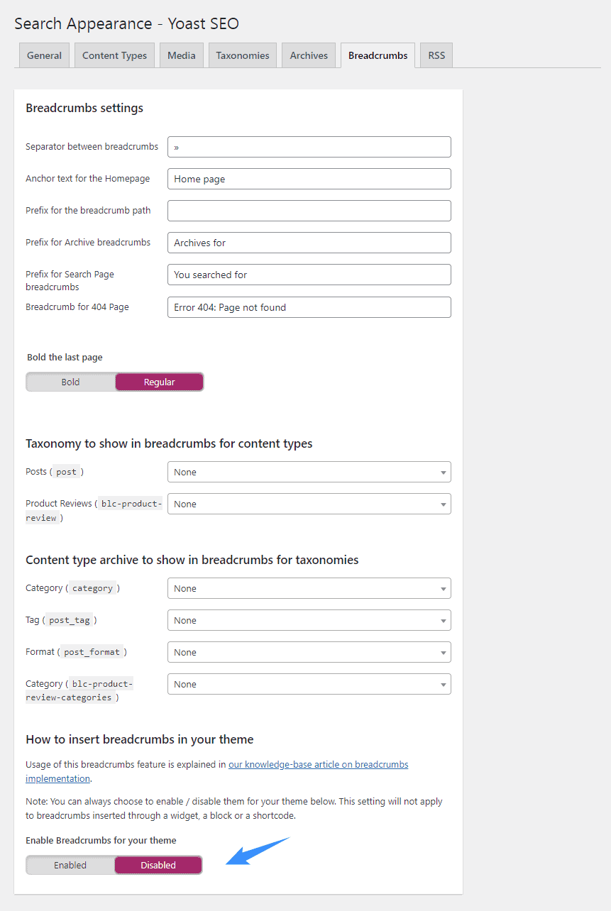 cài đặt breadcrumbs trên yoast seo