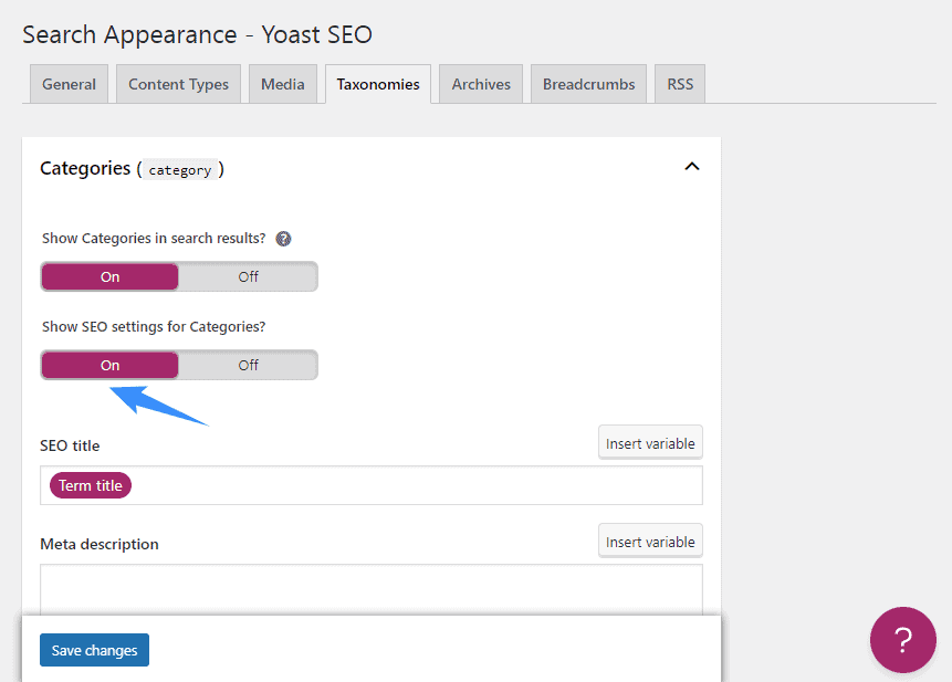 chọn index danh mục bài viết trên yoast seo