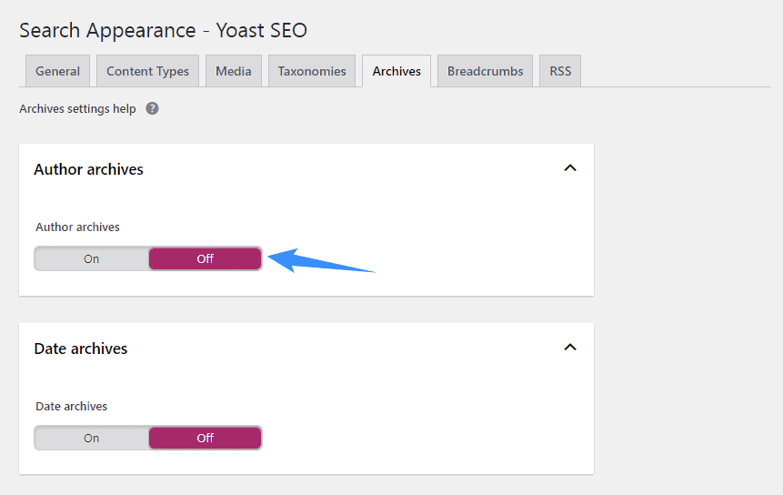 chọn noindex author và date yoast seo