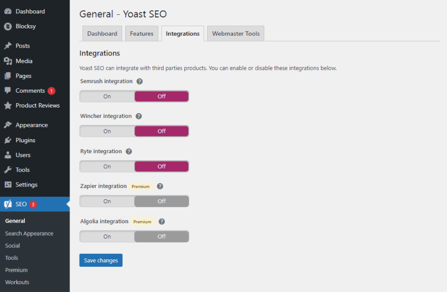 tính năng tương thích công cụ bên ngoài yoast seo
