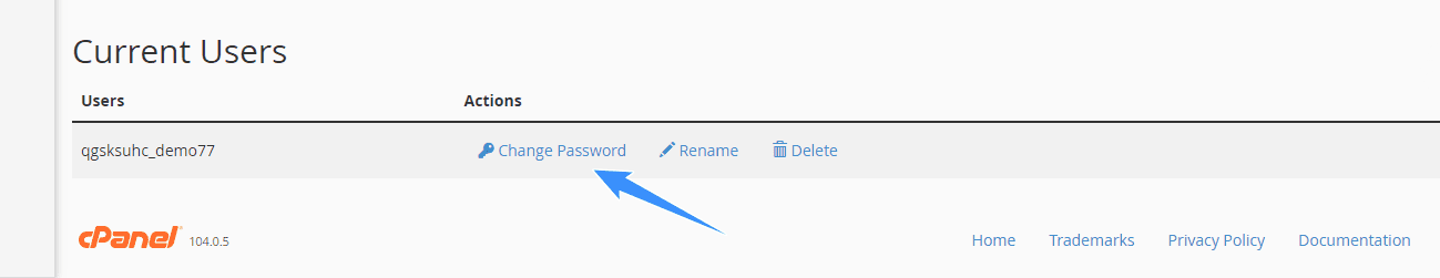 thay đổi mật khẩu user database nếu chưa trùng khớp