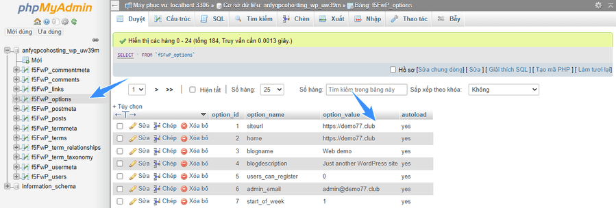 truy cap database chinh xac cua website