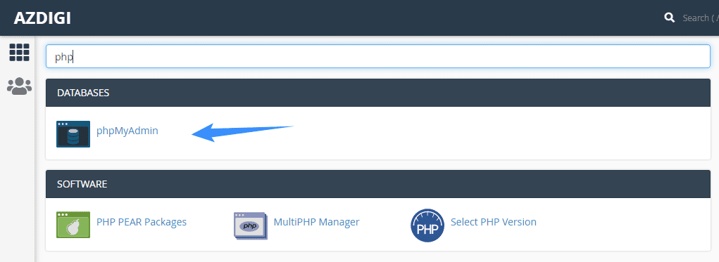 truy cập phpmyadmin trên cpanel