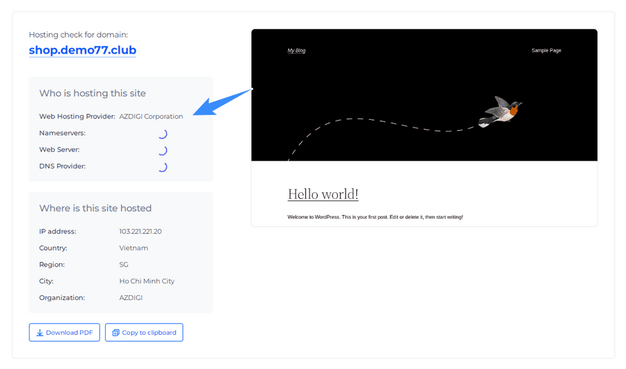 đã trỏ subdomain về host thành công