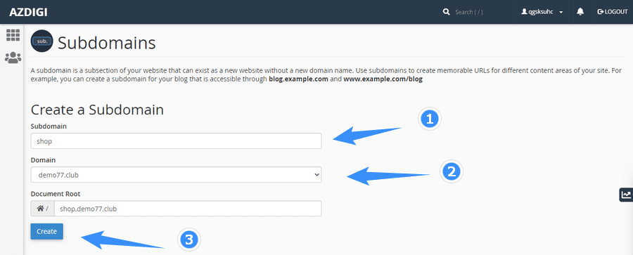 dien subdomain theo dung cau truc