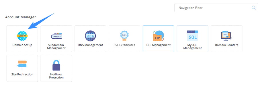 tiện ích domain setup directadmin