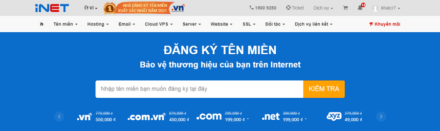 cach tao ten mien inet