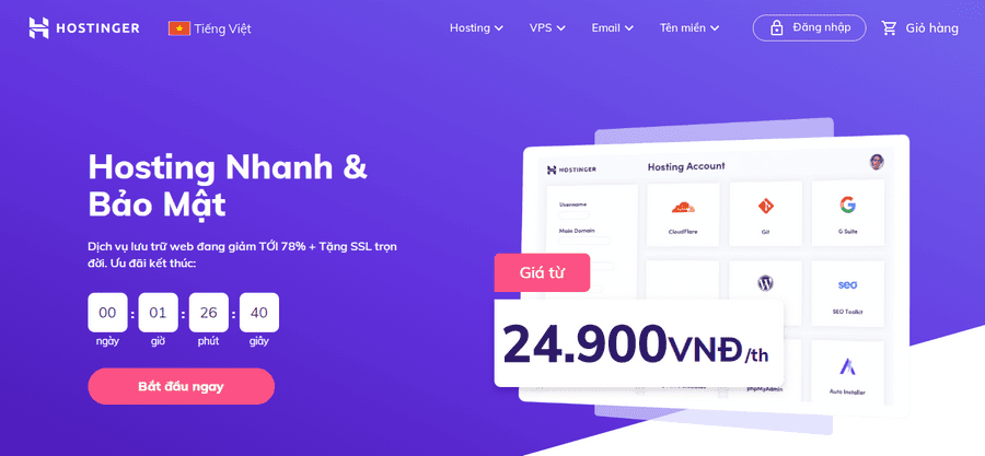 hosting wordpress giá rẻ hostinger