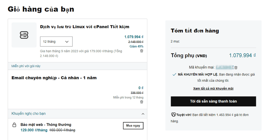 ưu đãi giảm 49% khi mua hosting godaddy