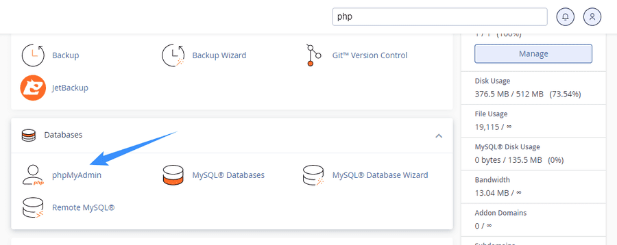truy cap phpmyadmin de sua thong tin database