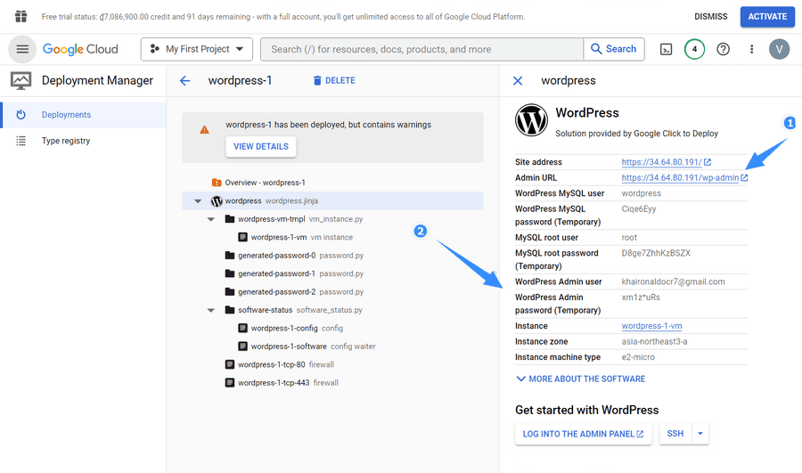 cai wordpress tren google cloud thanh cong