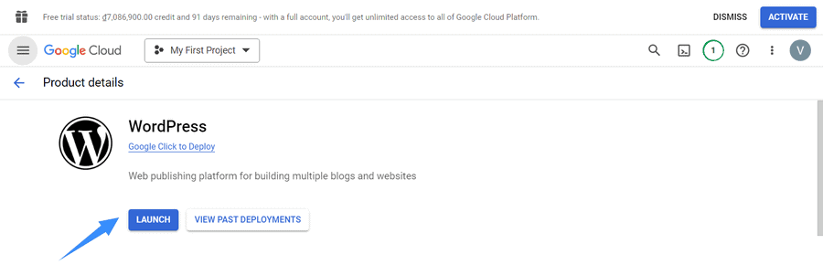 chon lauch de cai dat wordpress tren google cloud