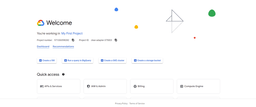giao diện sau khi đăng ký vps google cloud miễn phí thành công