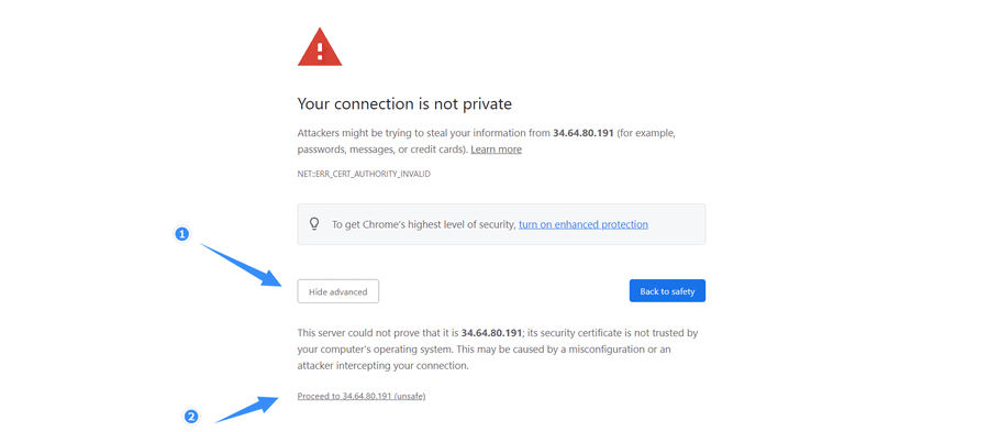 tiếp tục truy cập wp-admin google cloud