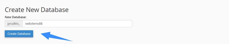 điền tên database và tiến hành tạo database