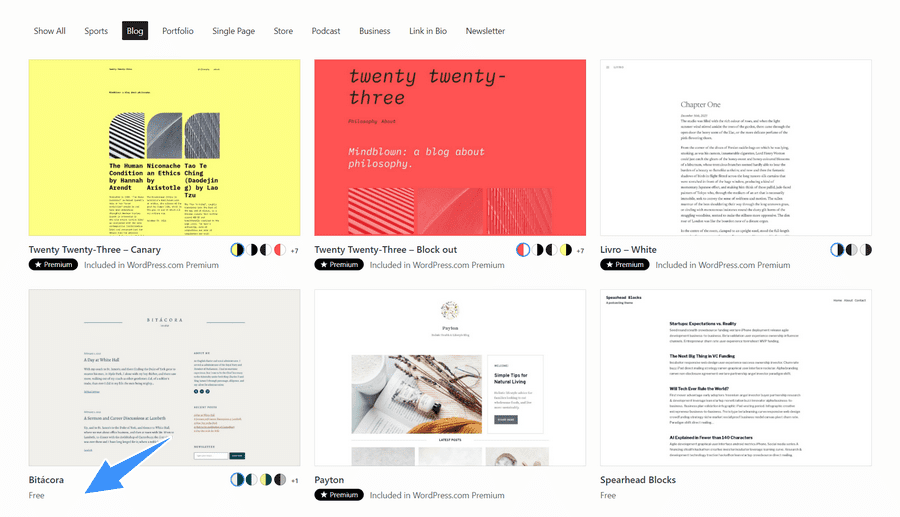 chọn giao diện miễn phí cho blog wordpress.com