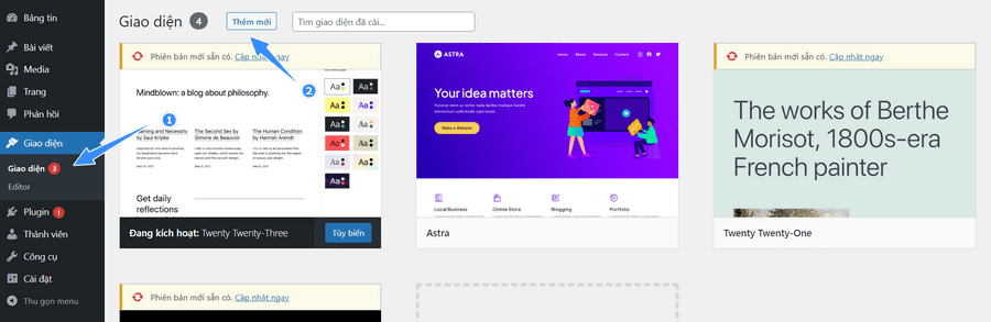 hướng dẫn cài đặt theme wordpress
