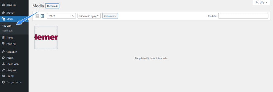 thư viện media trên wordpress