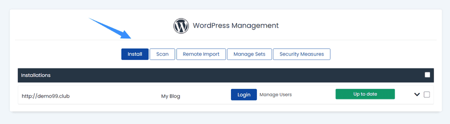 tiếp tục chọn install để cài đặt wordpress trên hosting azdigi