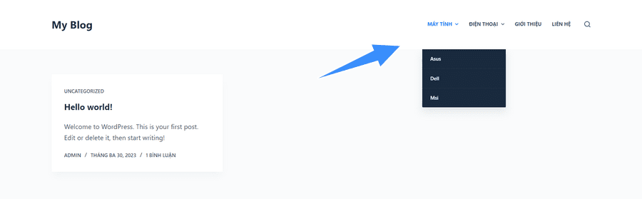 hình ảnh demo menu dropdown cho wordpress