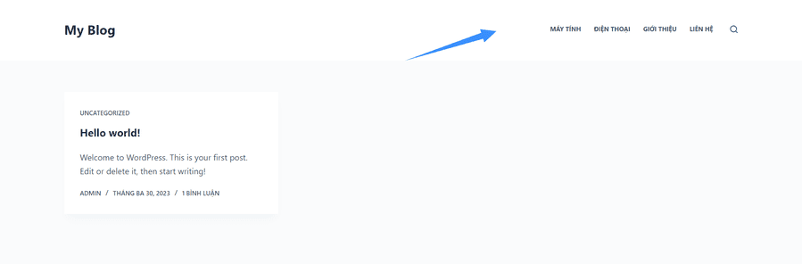 hỉnh ảnh menu wordpress sau khi tạo thành công