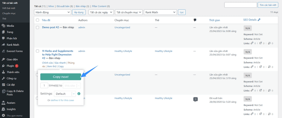 thủ thuật wordpress tạo clone page post