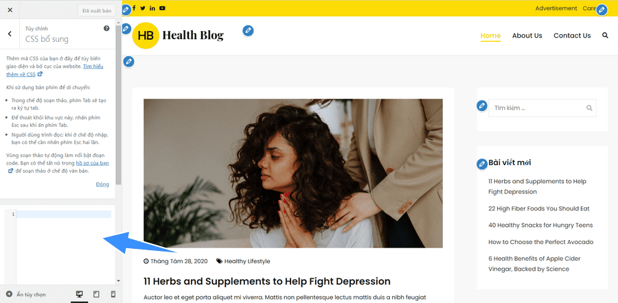 thủ thuật wordpress thêm css bổ sung