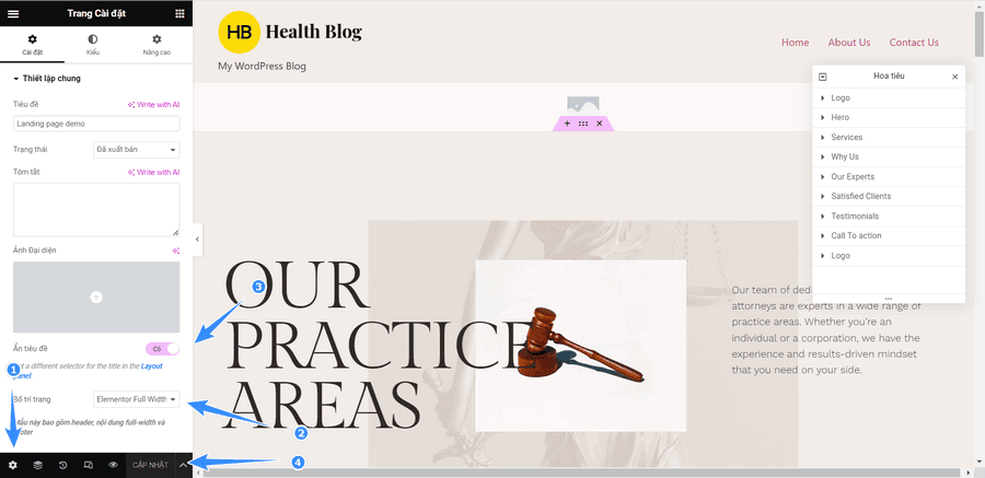 cai dat chon full width cho landing page