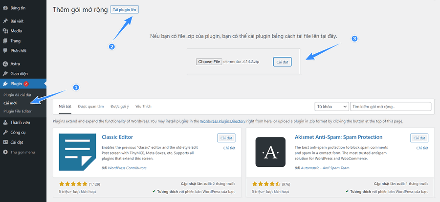cài đặt elementor để tạo landing page cho wordpress