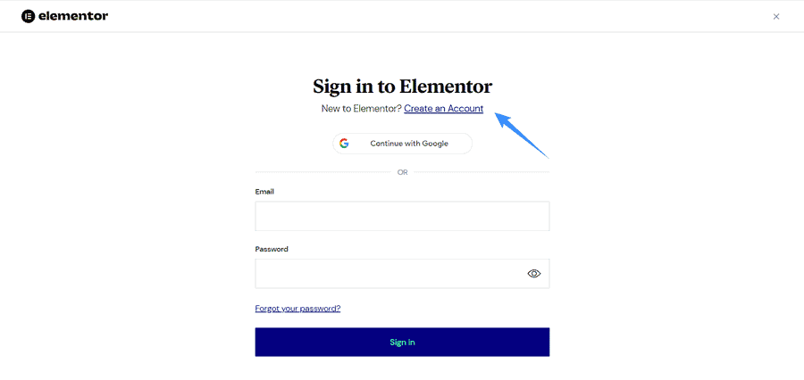 đăng ký tài khoản mới elementor chèn landing page