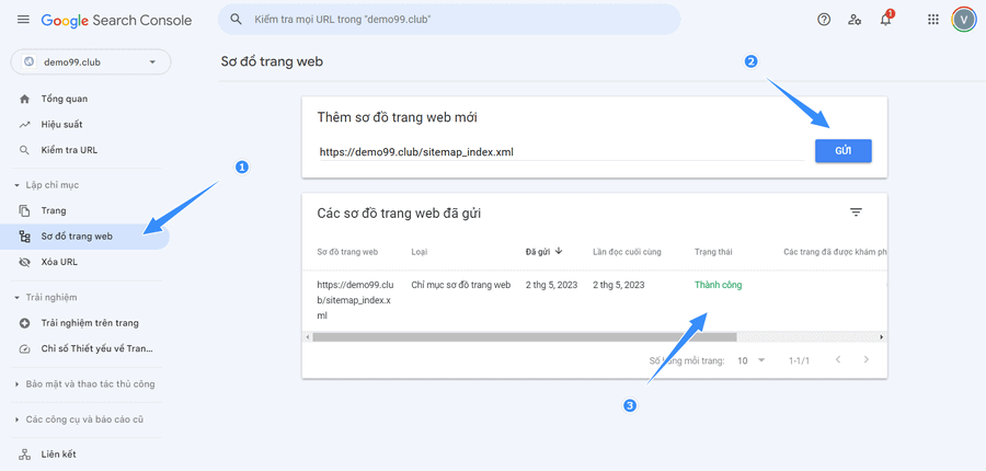 gửi wordpress sitemaps cho google search console